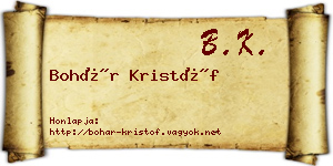 Bohár Kristóf névjegykártya