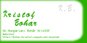 kristof bohar business card